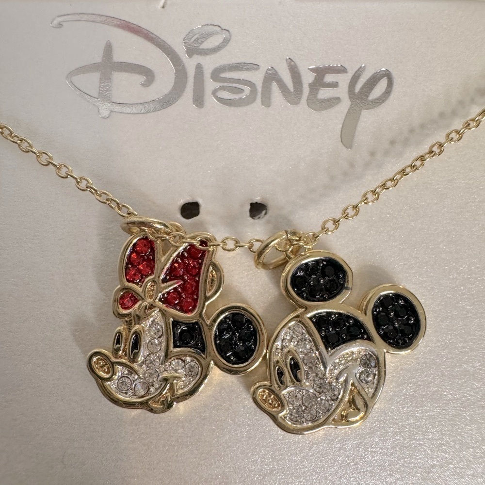Gold Mickey and Minnie Necklace
